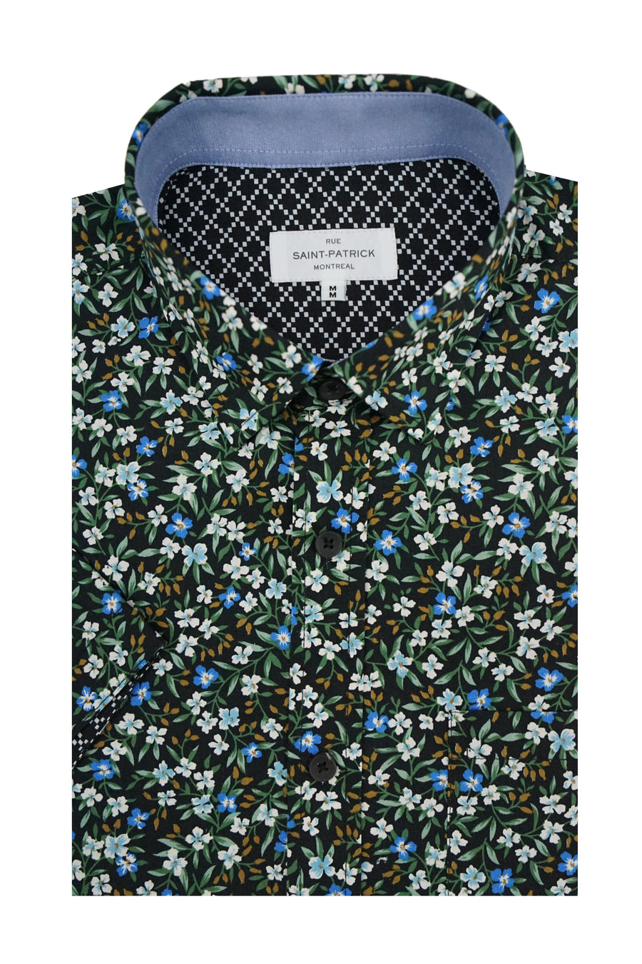 Torino Short Sleeve Shirt in Black and Emerald Green