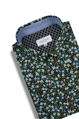 Chemise à manches courtes Torino en noir et vert émeraude