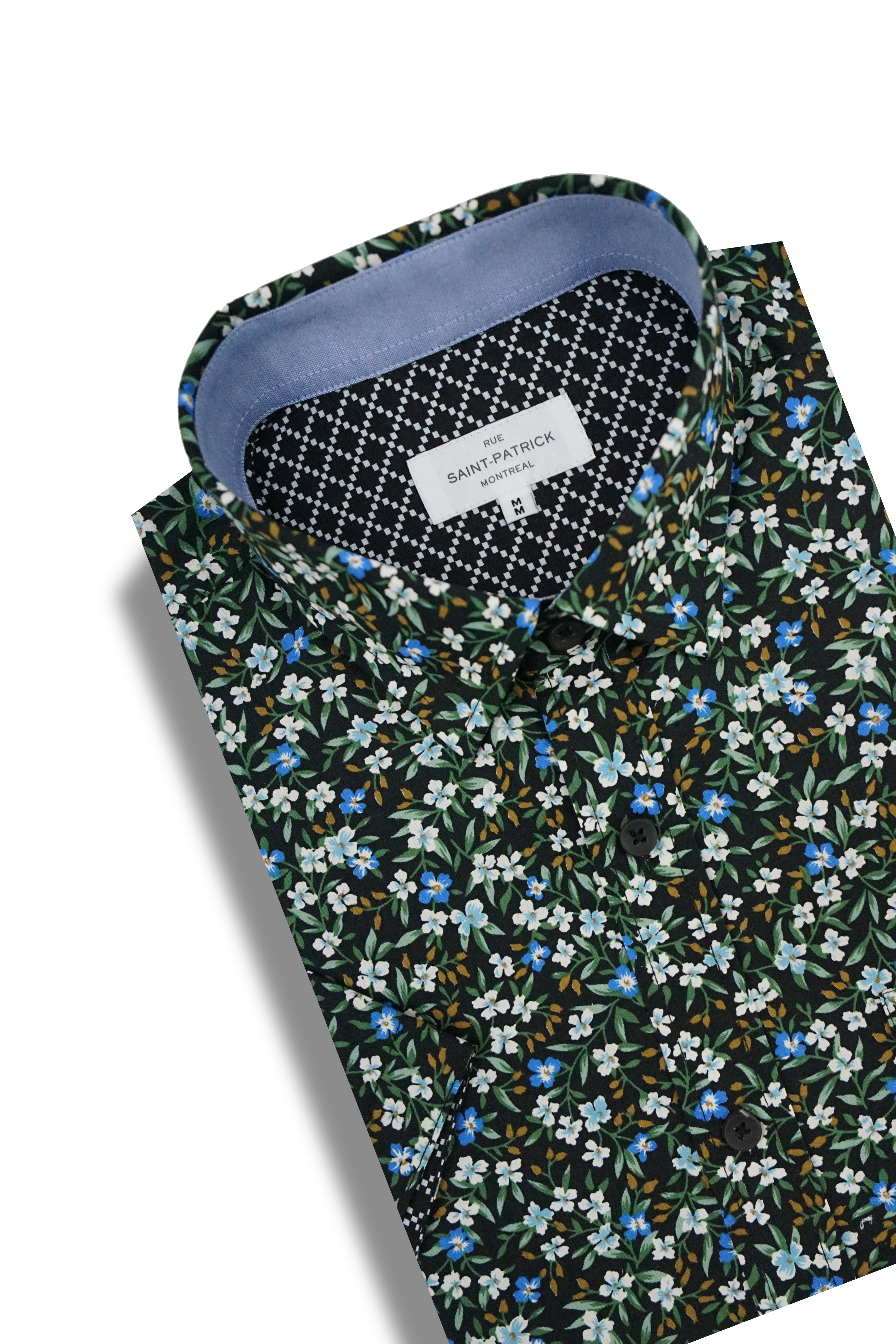 Chemise à manches courtes Torino en noir et vert émeraude