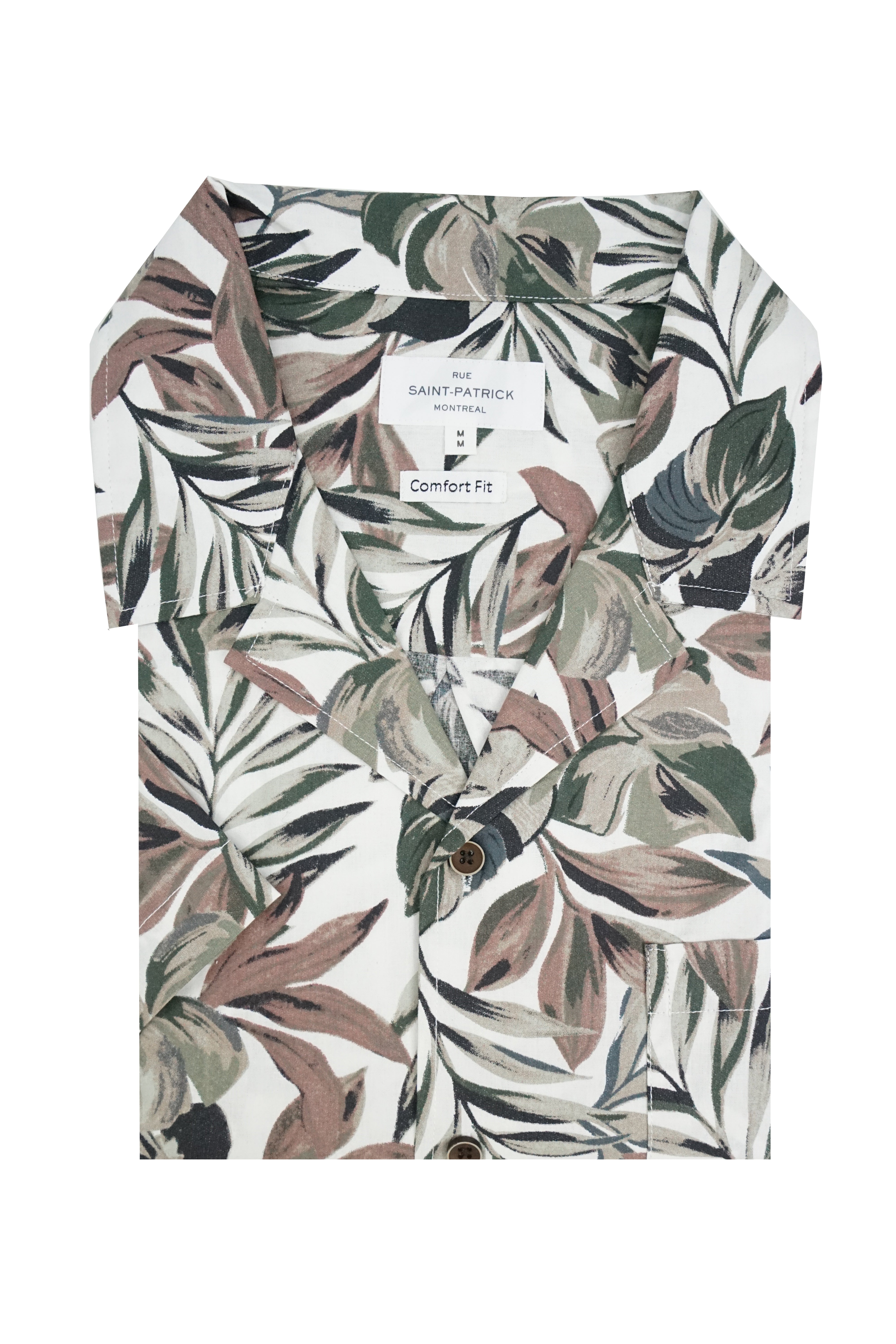 Aguadilla Jungle Print Short Sleeve Shirt in White and Green