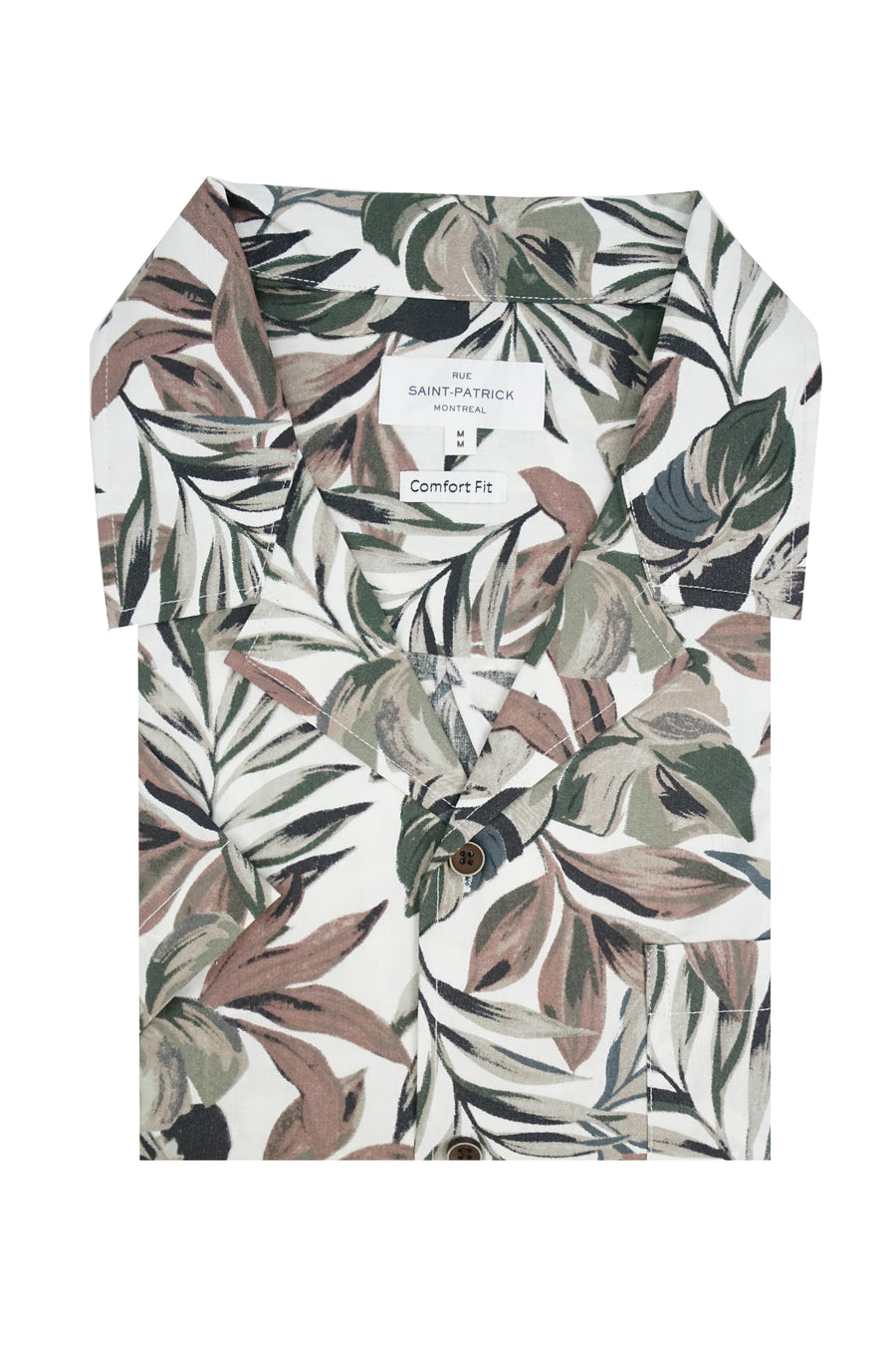 Aguadilla Jungle Print Short Sleeve Shirt in White and Green