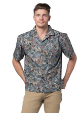 Castillo Short Sleeve Shirt in Cloudy Blue and Artichoke Green
