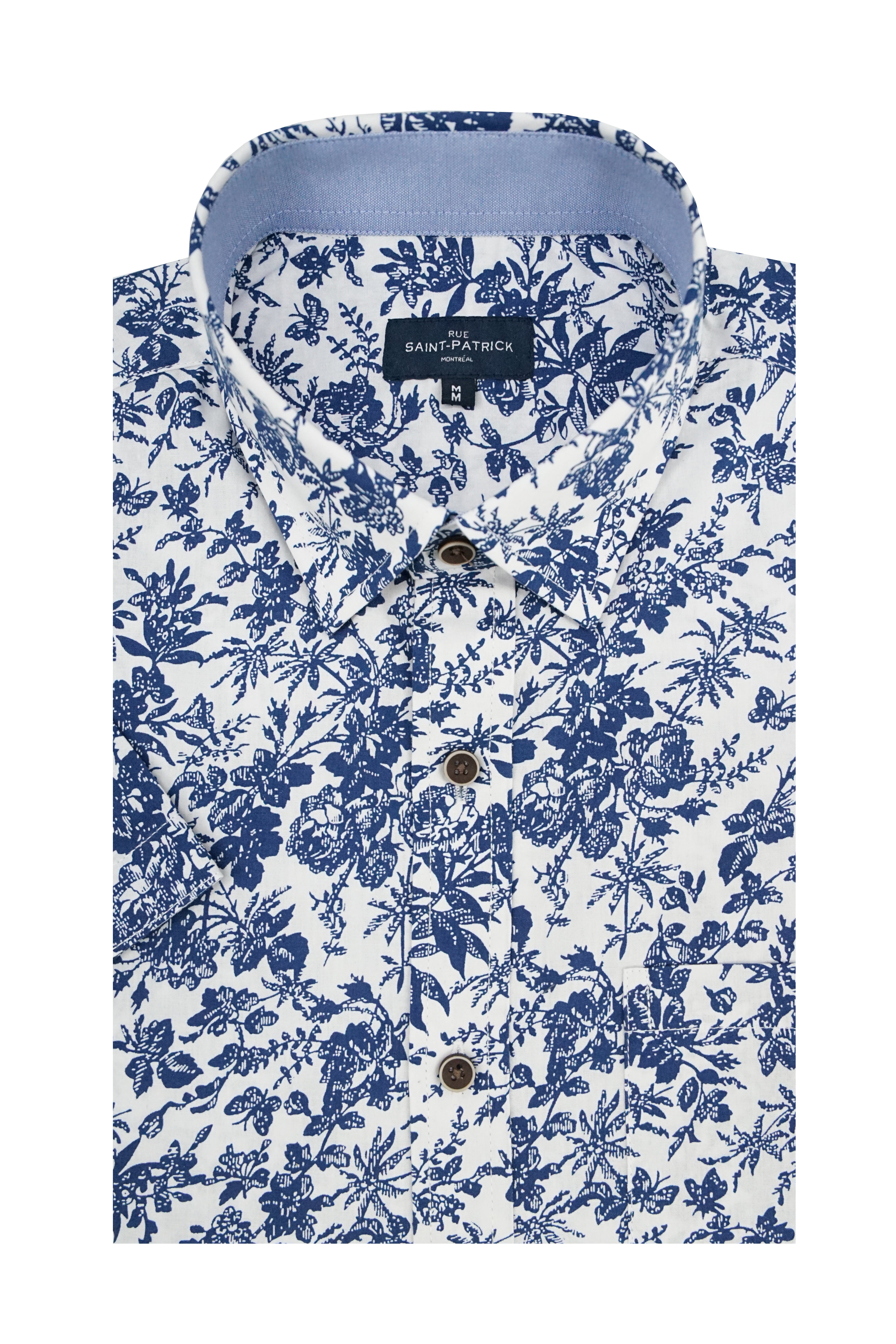 Oahu Short Sleeve Shirt in Navy and White