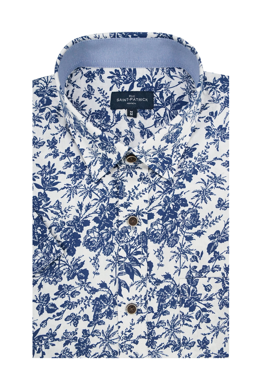 Oahu Short Sleeve Shirt in Navy and White