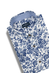 Chemise à manches courtes Oahu bleu marine et blanche