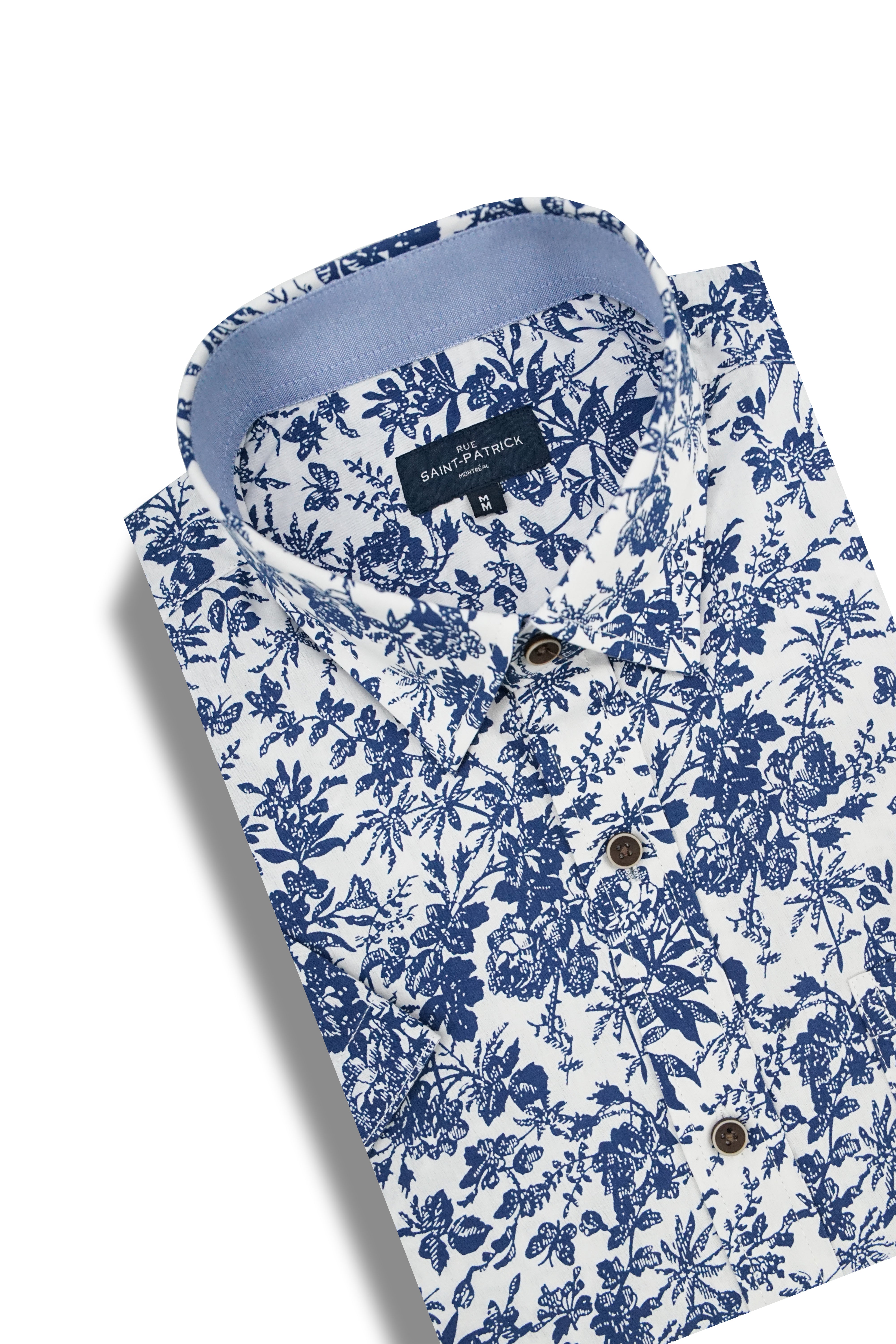 Oahu Short Sleeve Shirt in Navy and White