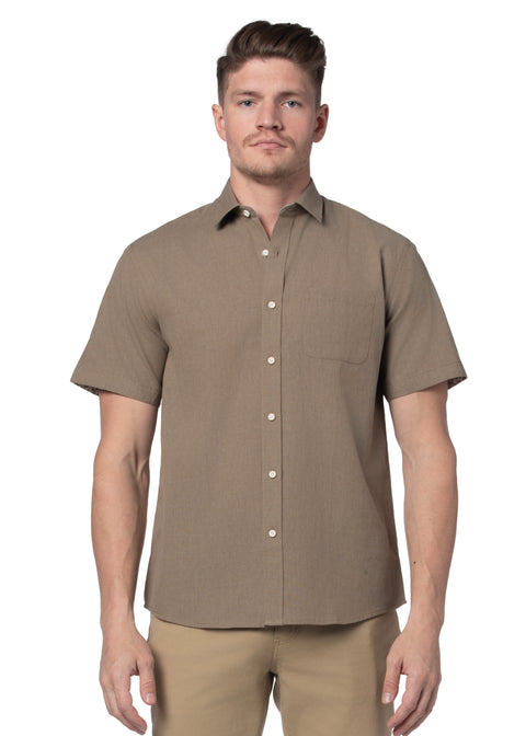 Niihau Linen Blend Short Sleeve Shirt in Hawaiian Sand