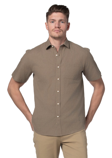 Niihau Linen Blend Short Sleeve Shirt in Hawaiian Sand