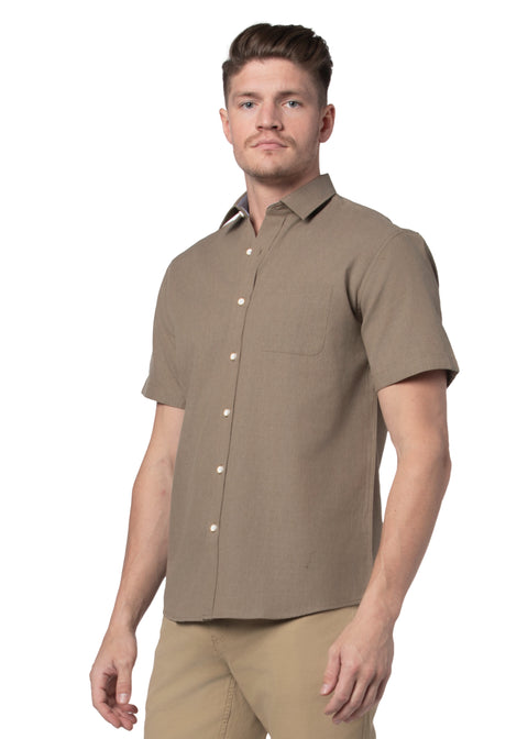 Niihau Linen Blend Short Sleeve Shirt in Hawaiian Sand