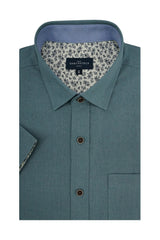 Colby Linen Blend Short Sleeve Shirt in Silver Blue