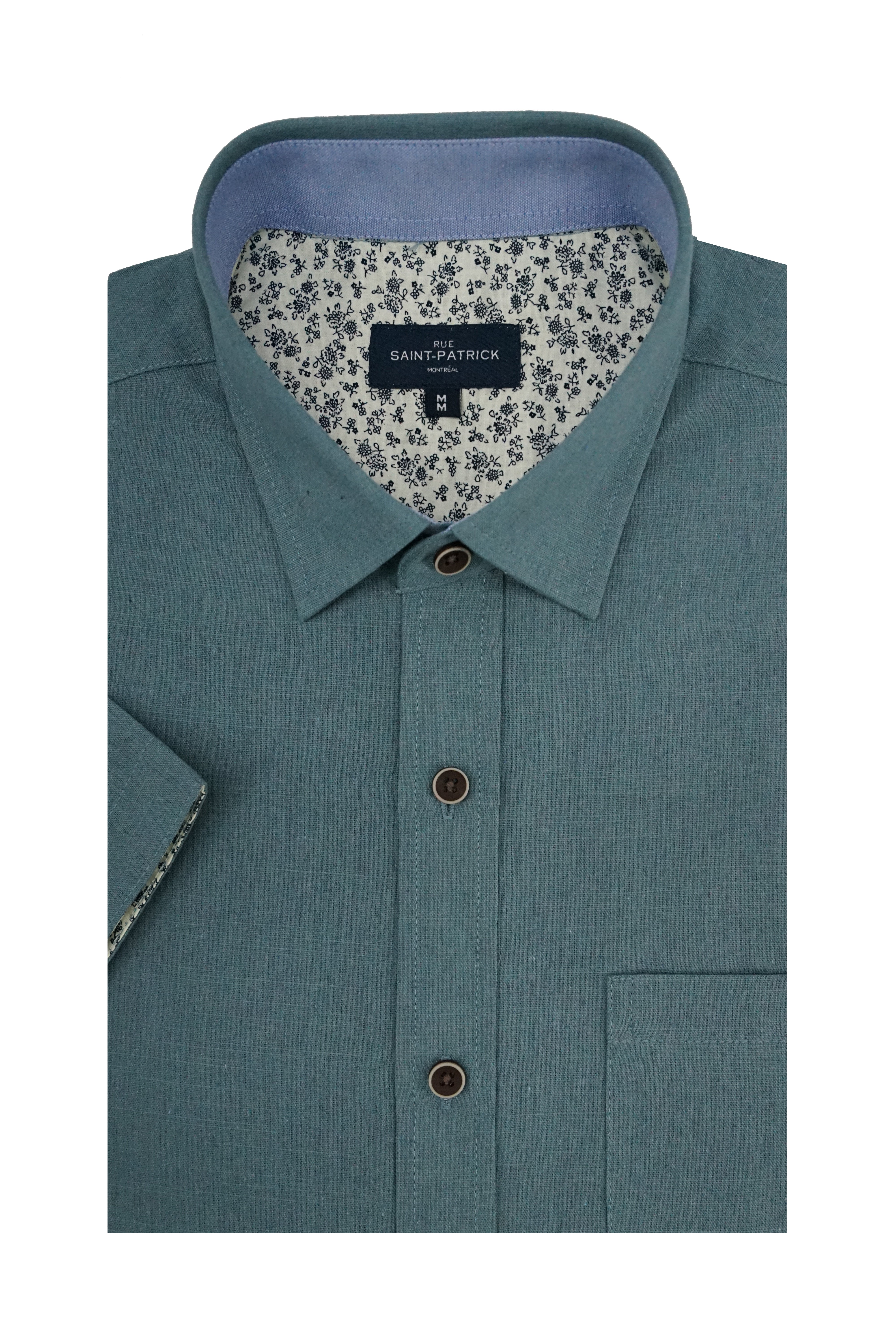 Colby Linen Blend Short Sleeve Shirt in Silver Blue