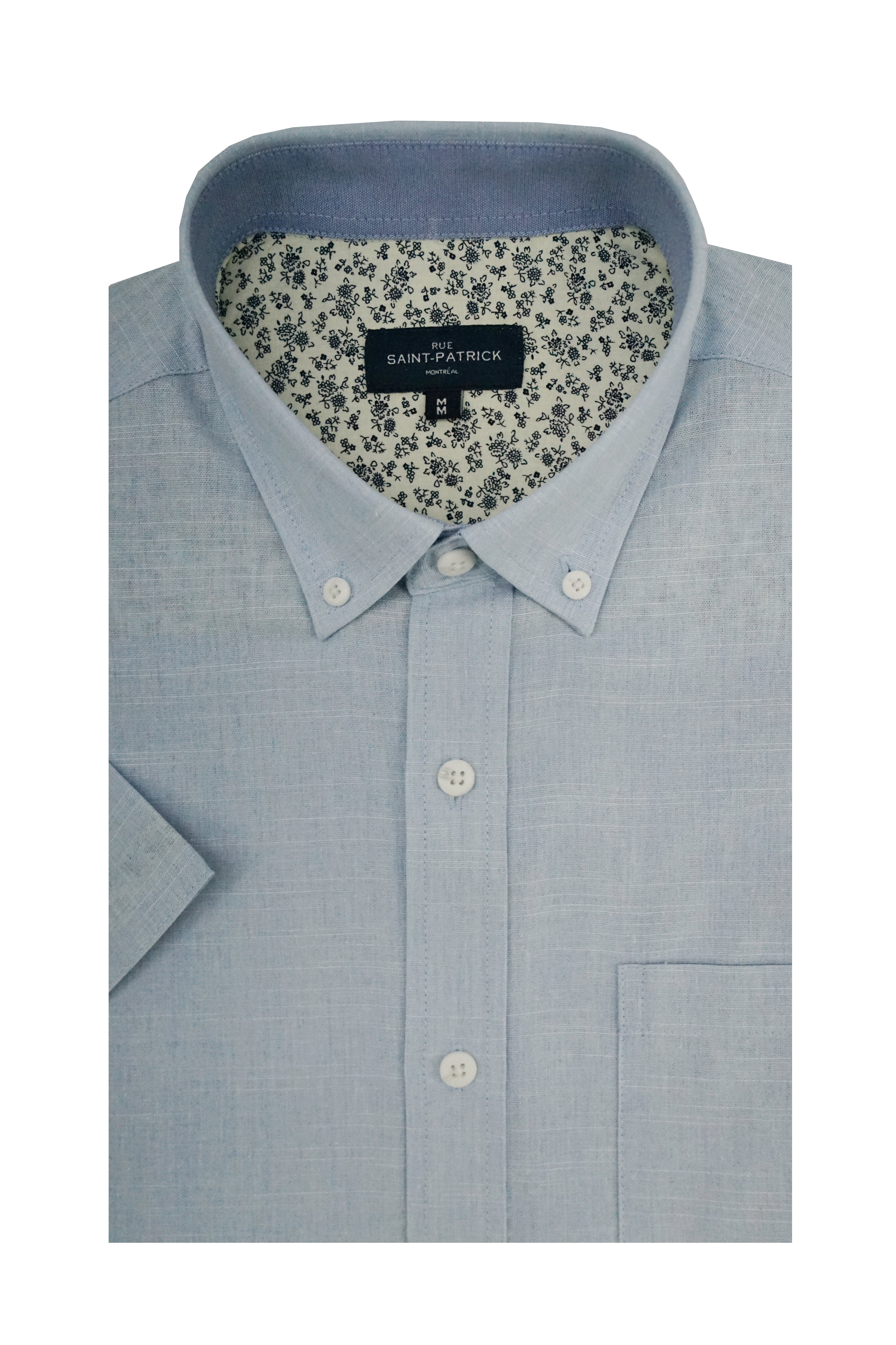 Thornhill Linen Blend Short Sleeve Shirt in Sky Blue