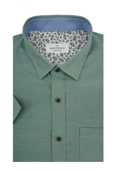 Leeds Linen Blend Short Sleeve Shirt in Mint Green