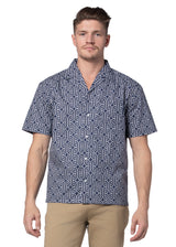 Pavona Comfort Fit Short Sleeve Shirt in Blue and White