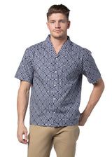 Pavona Comfort Fit Short Sleeve Shirt in Blue and White