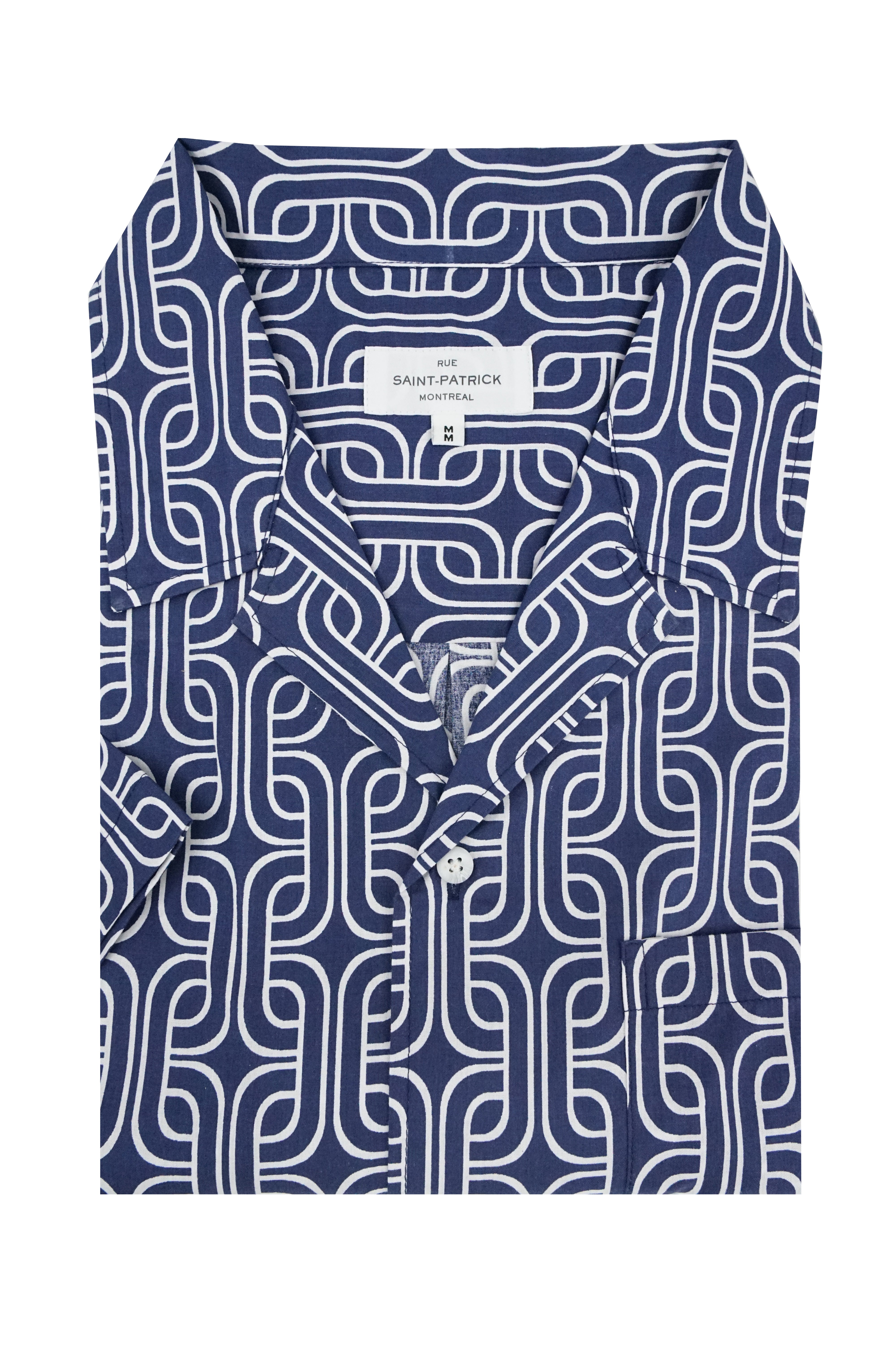 Pavona Comfort Fit Short Sleeve Shirt in Blue and White
