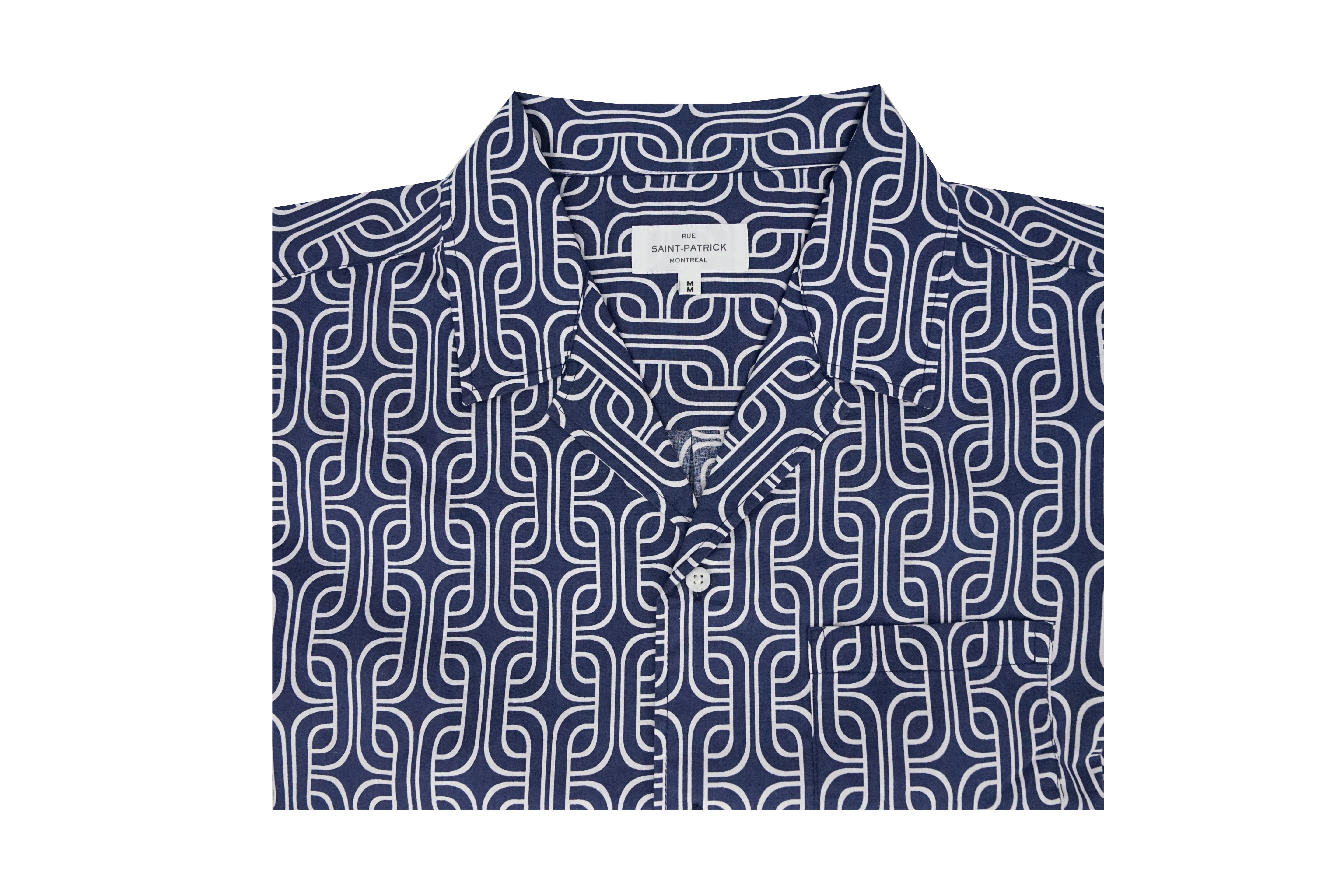Pavona Comfort Fit Short Sleeve Shirt in Blue and White