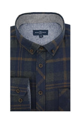 Chemise en flanelle Stockholm bleu marine et vert chasseur