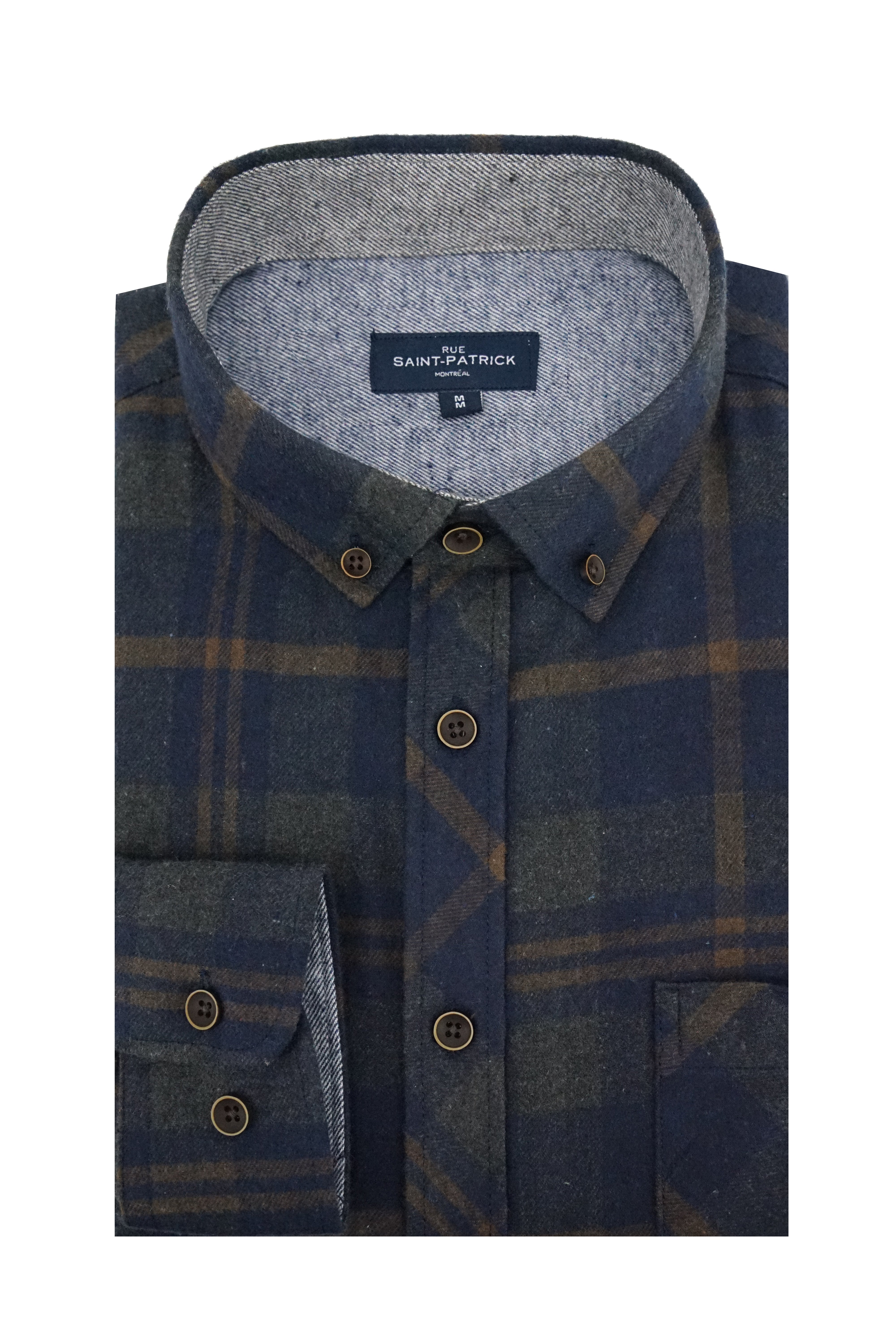 Stockholm Flannel Shirt in Navy and Hunter Green