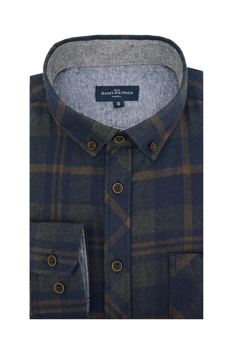 Chemise en flanelle Stockholm bleu marine et vert chasseur