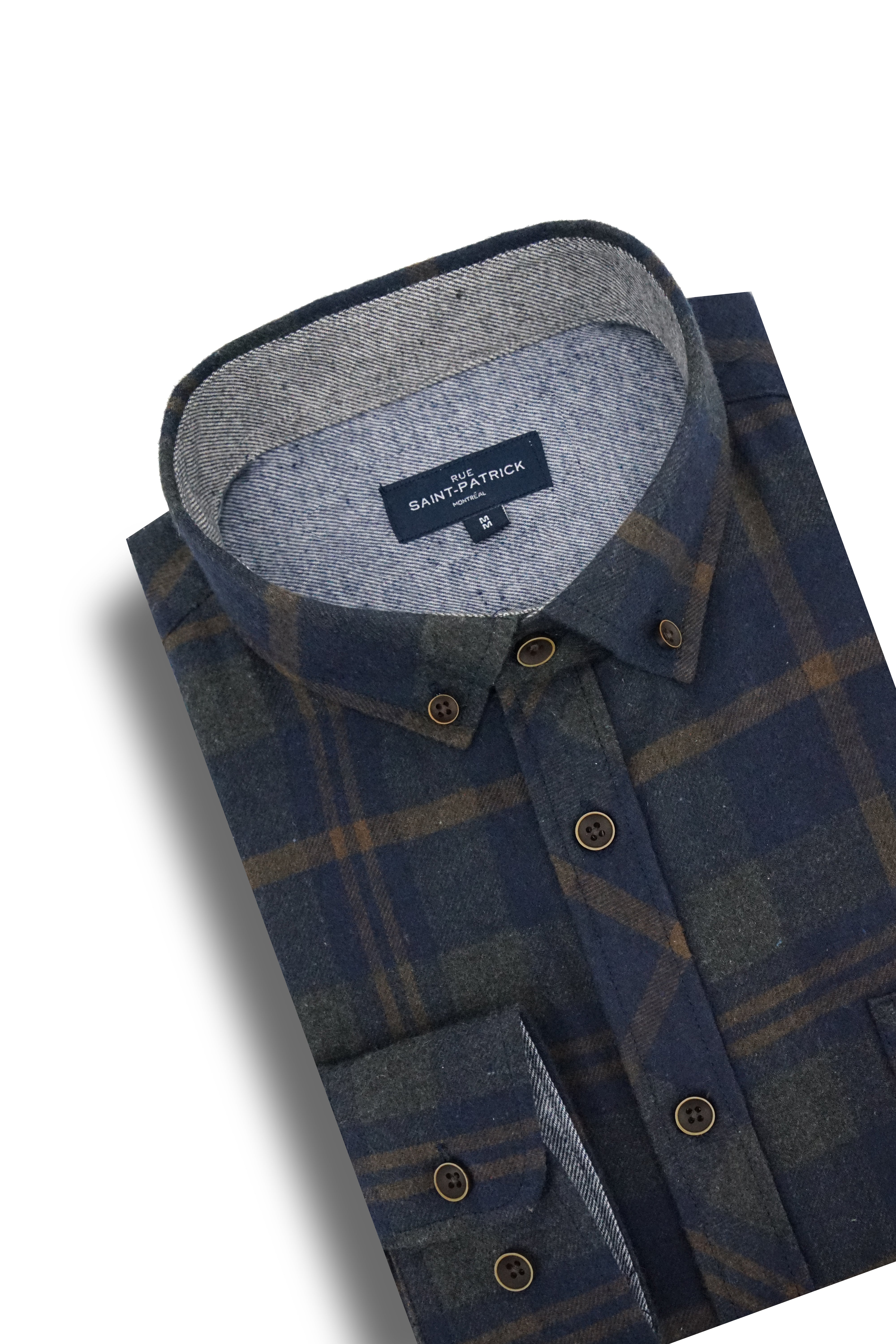 Stockholm Flannel Shirt in Navy and Hunter Green