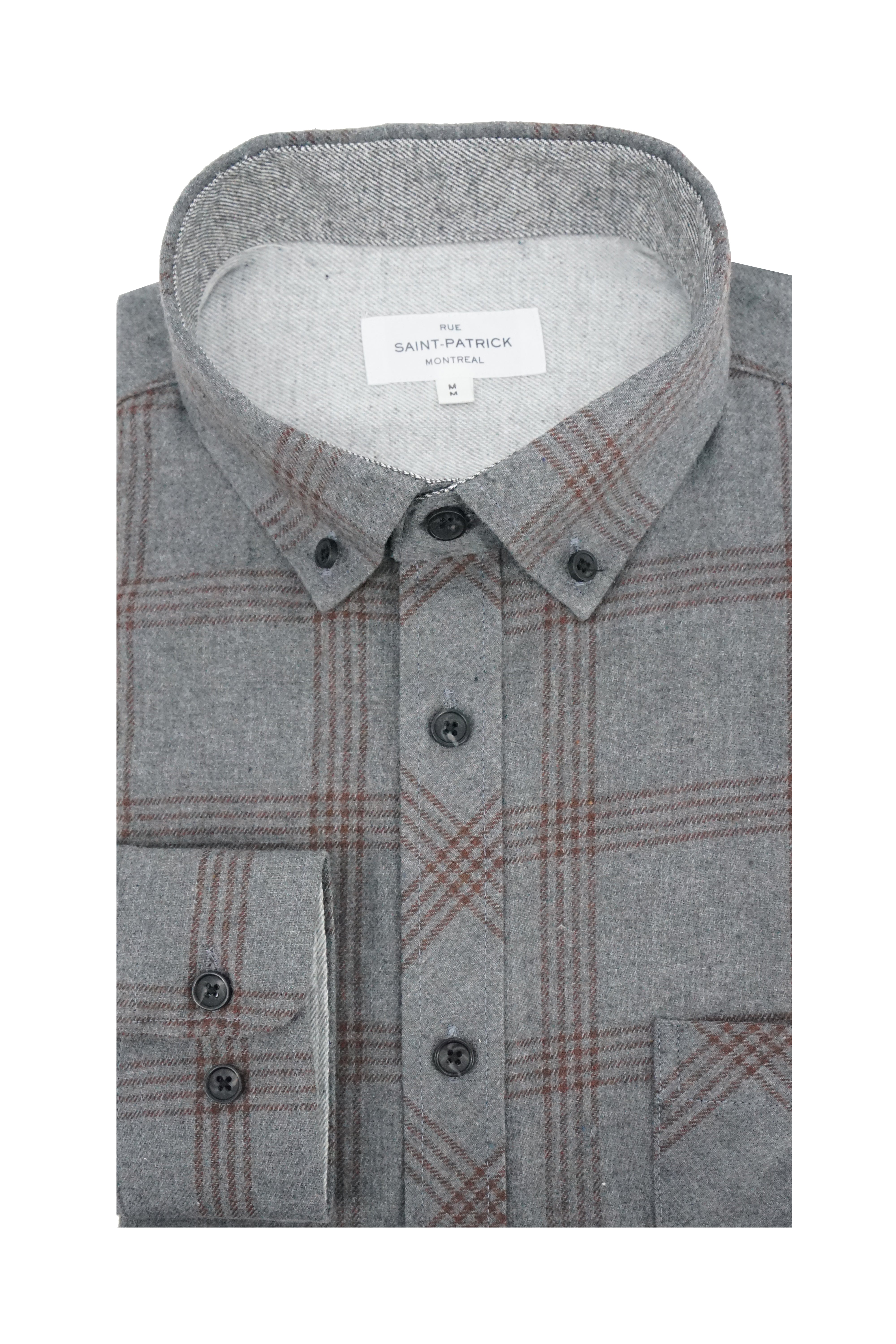 Banbridge Flannel Shirt in Grey and Mahogany