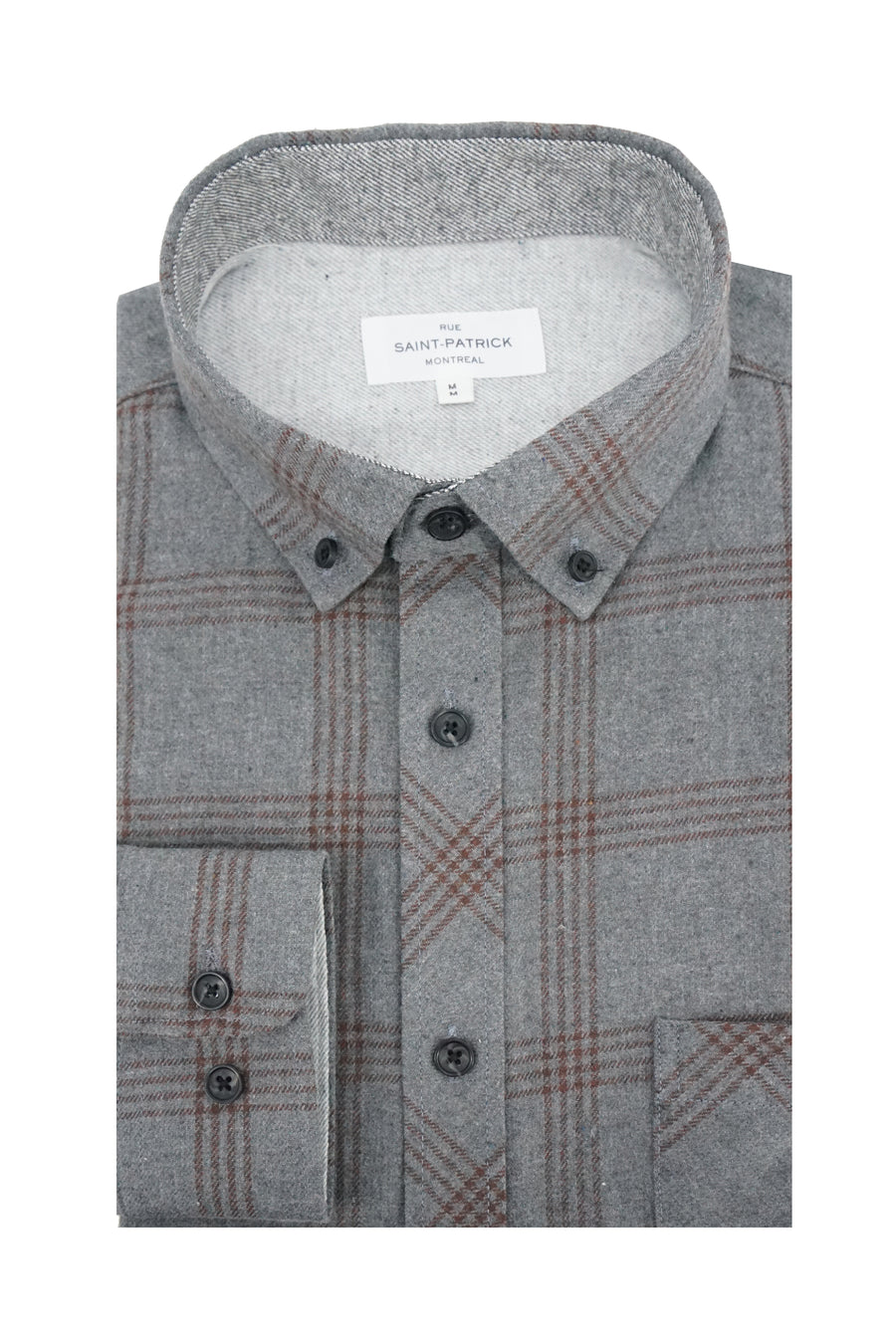 Chemise en flanelle Banbridge grise et acajou