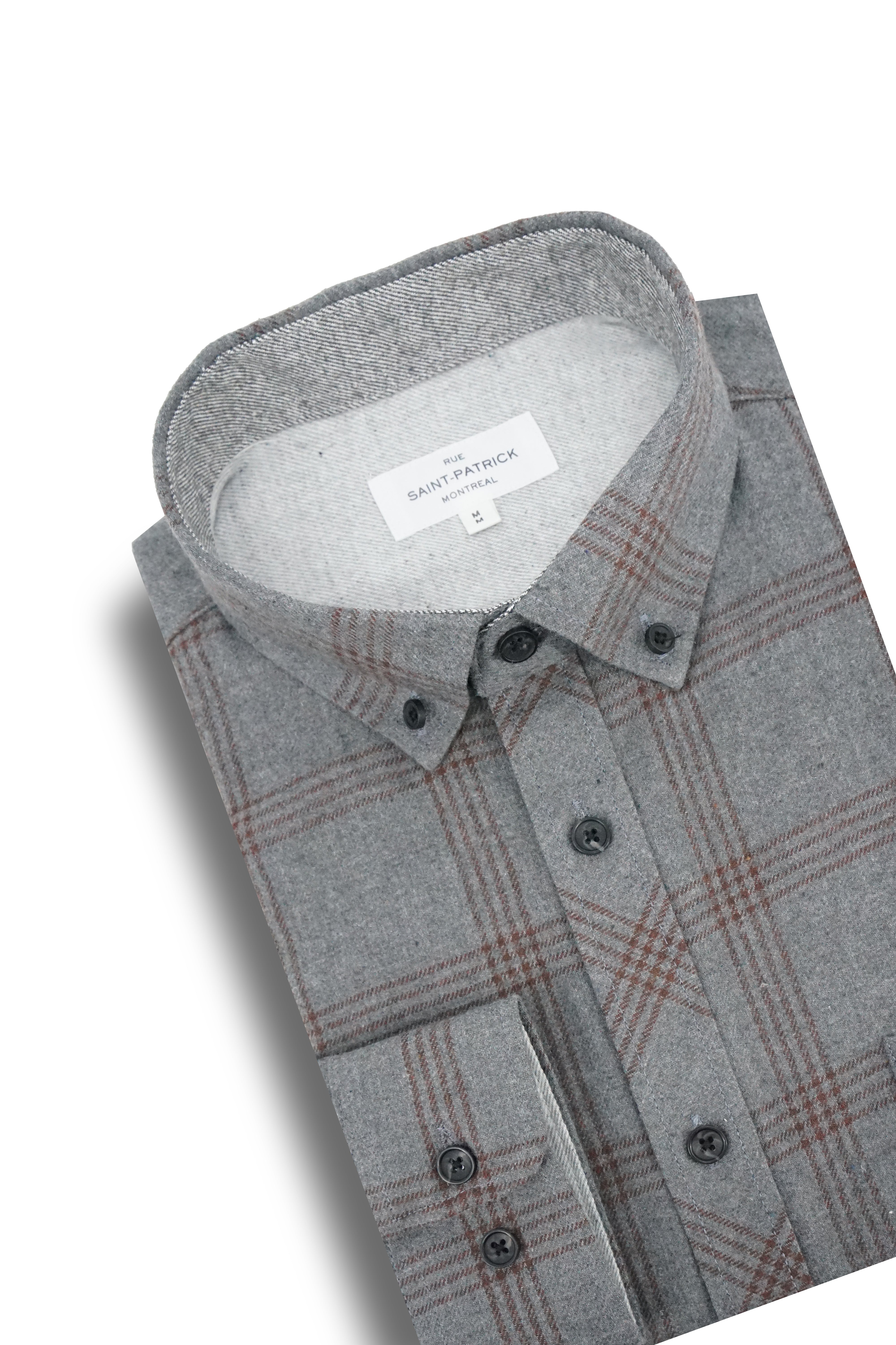 Banbridge Flannel Shirt in Grey and Mahogany