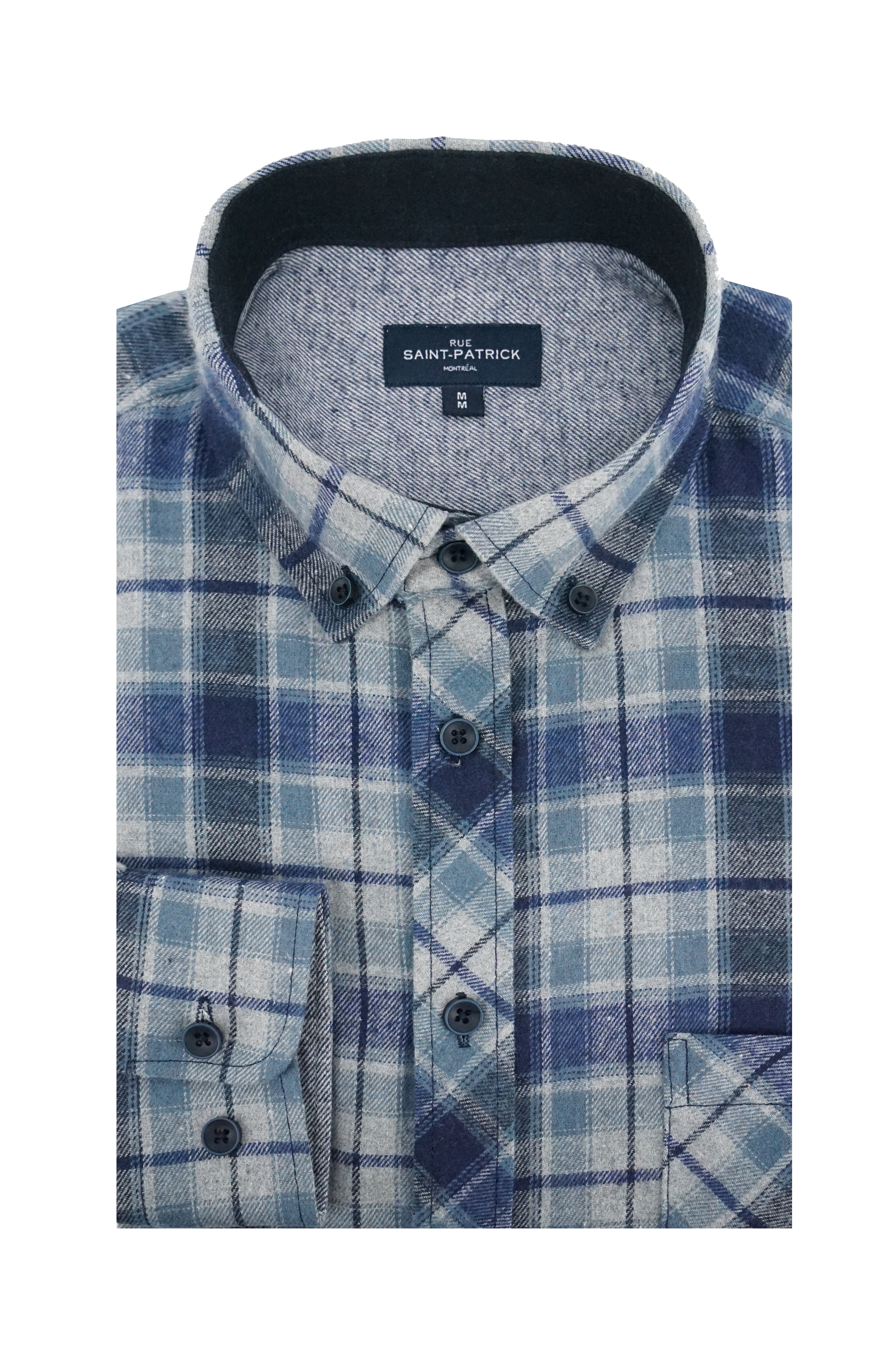 Marseilles Flannel Shirt in Airforce Blue and Navy
