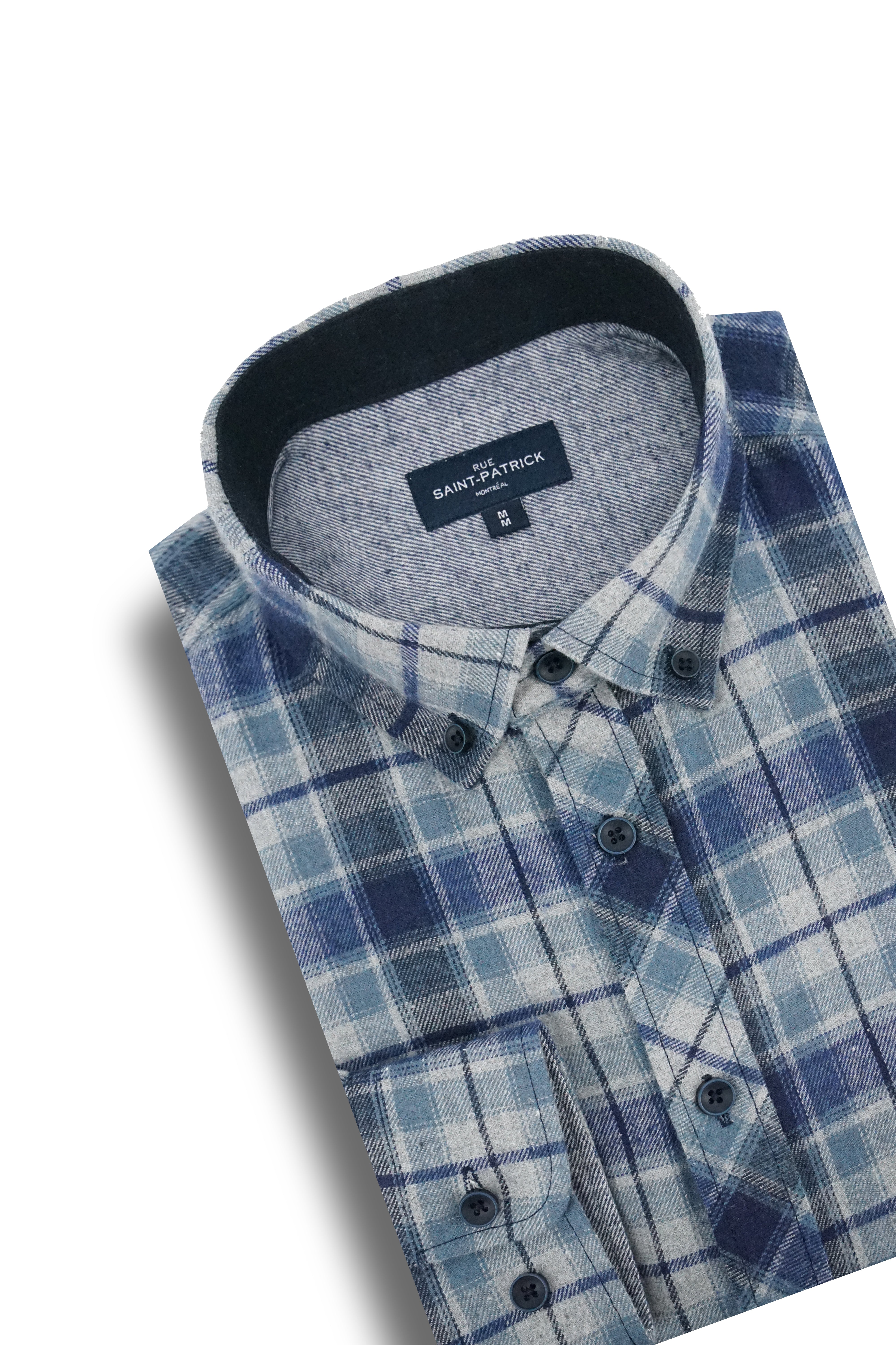 Marseilles Flannel Shirt in Airforce Blue and Navy