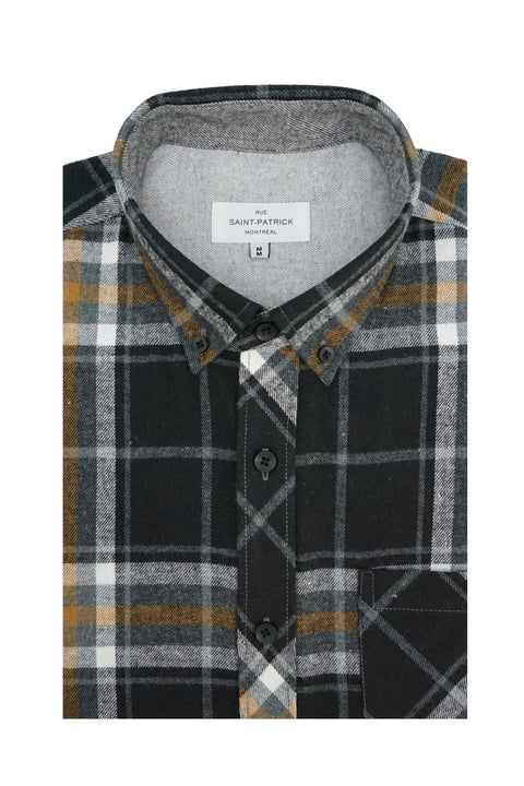 Craigavon Flannel Shirt in Black and Graphite