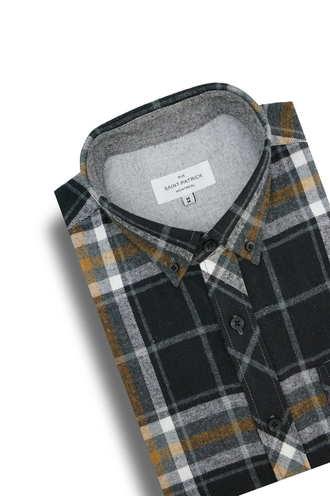 Craigavon Flannel Shirt in Black and Graphite