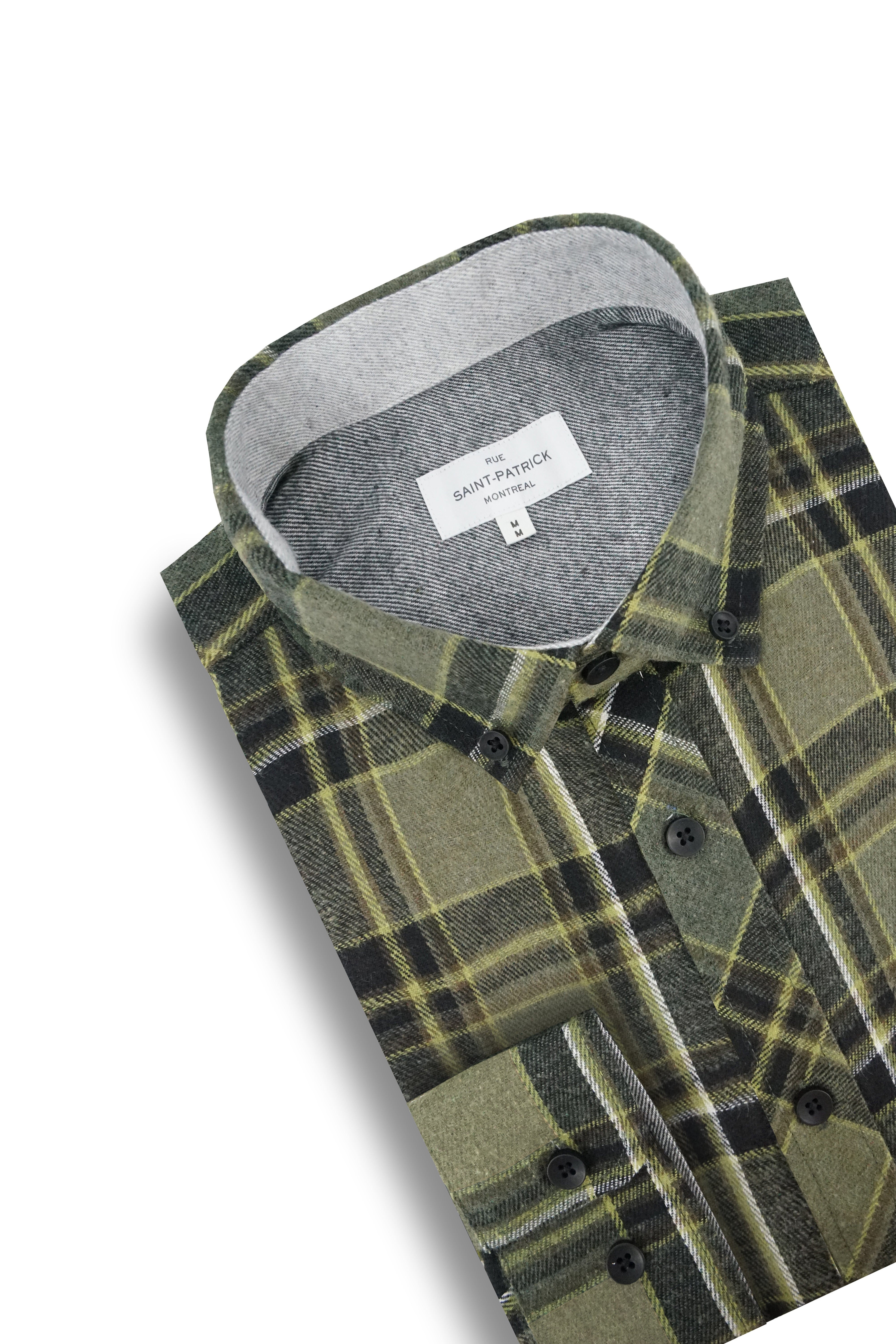 Coleraine Flannel Shirt in Olive and Dark Green