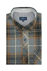 Chemise en flanelle Nijmegan en gris, anthracite et caramel