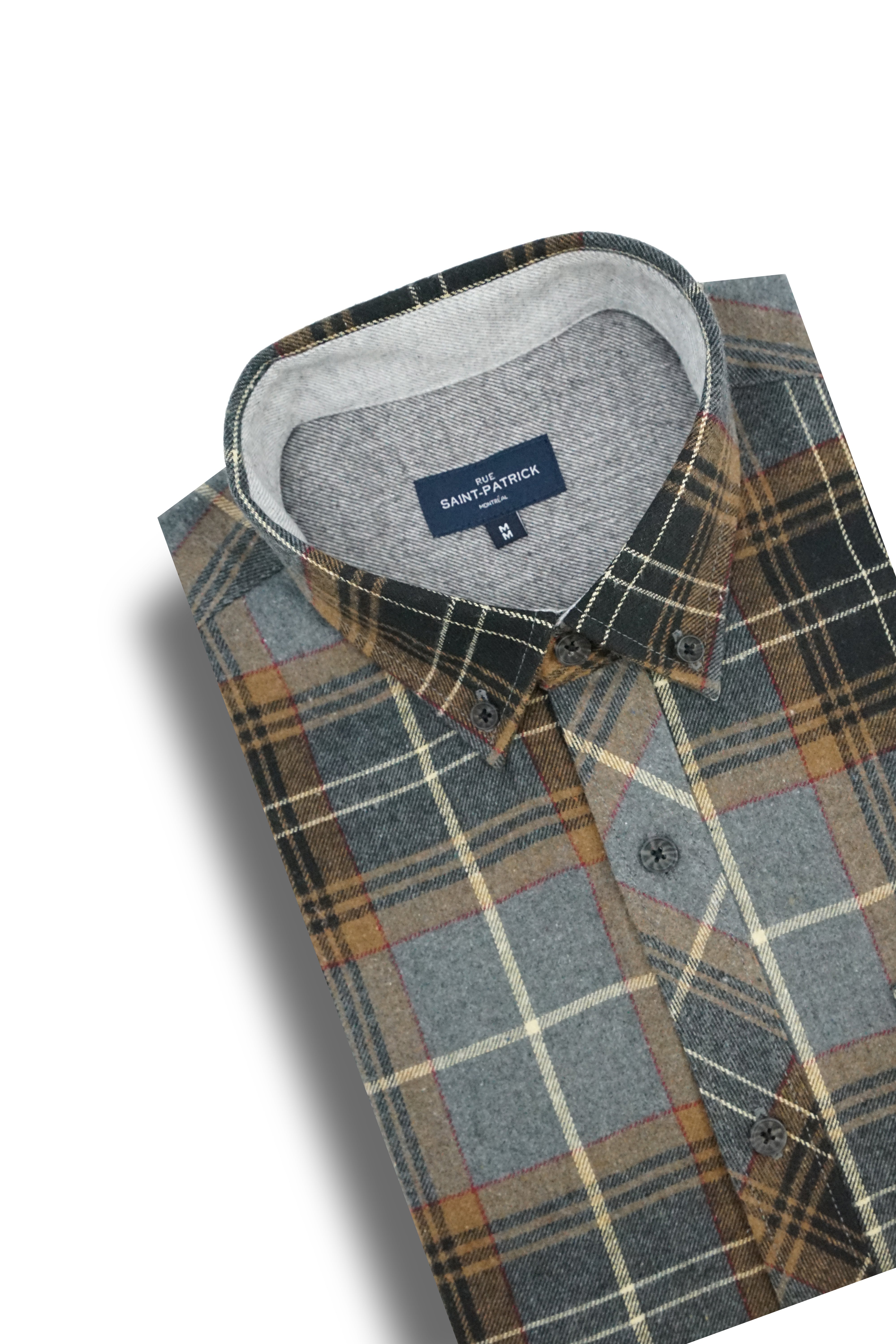 Chemise en flanelle Nijmegan en gris, anthracite et caramel