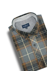 Chemise en flanelle Nijmegan en gris, anthracite et caramel