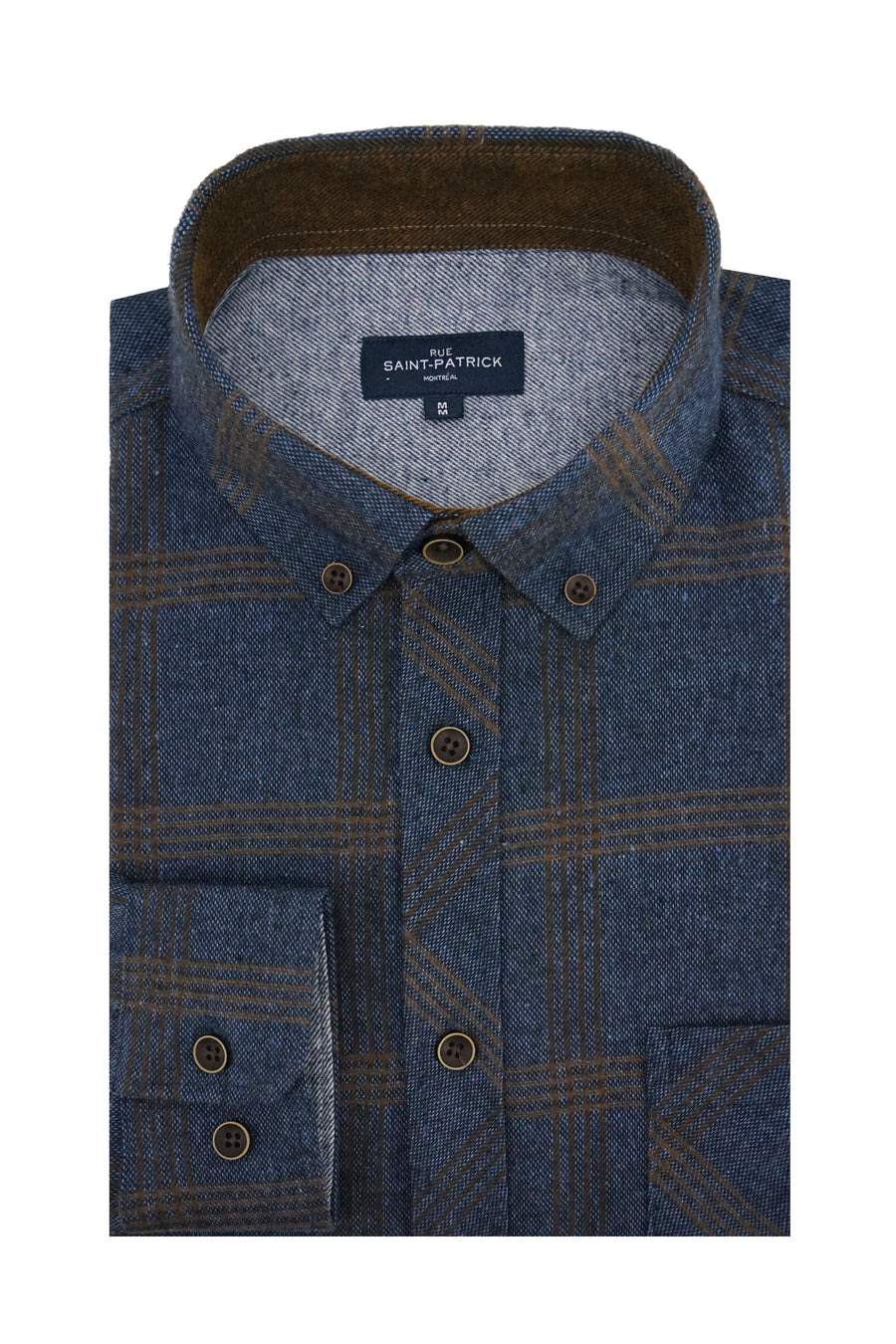 Chemise en flanelle Rathlin bleu marine et marron