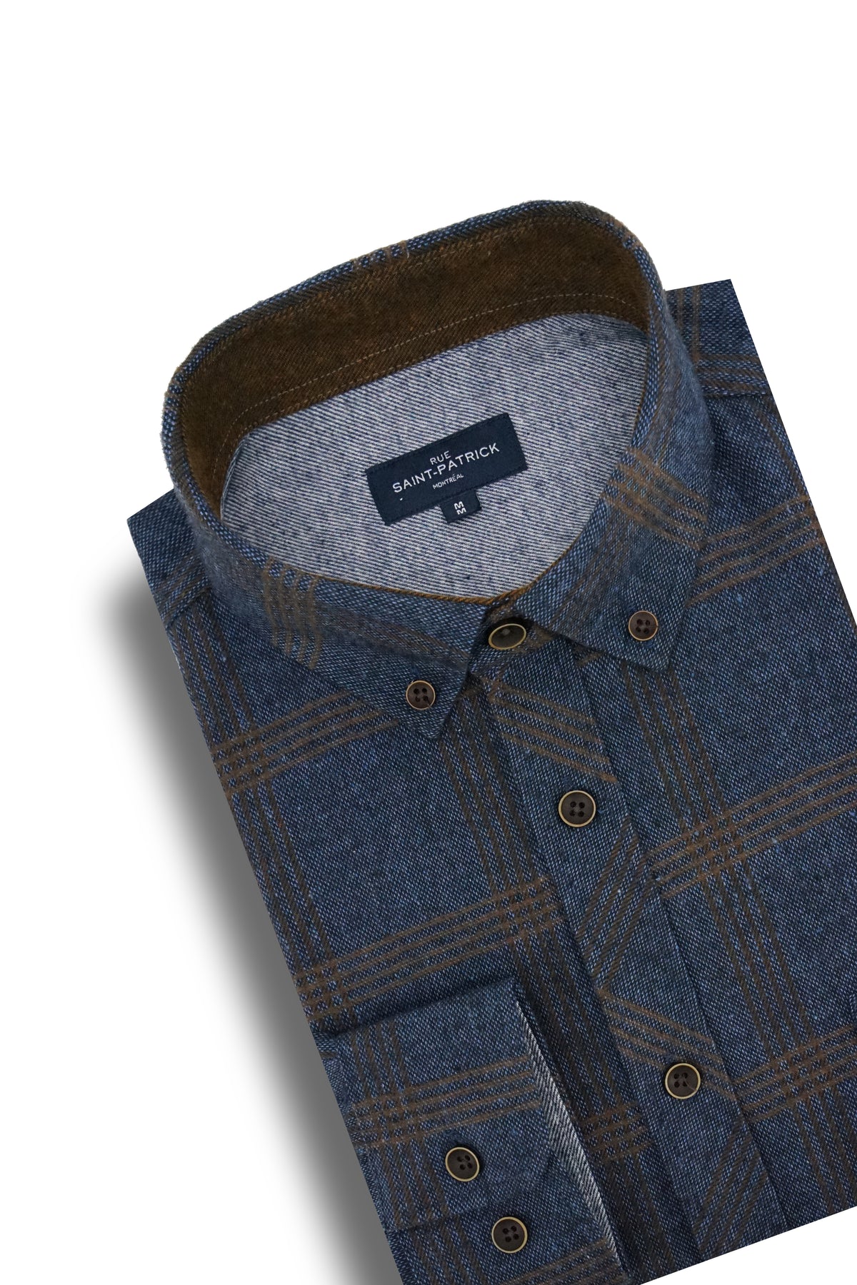 Chemise en flanelle Rathlin bleu marine et marron