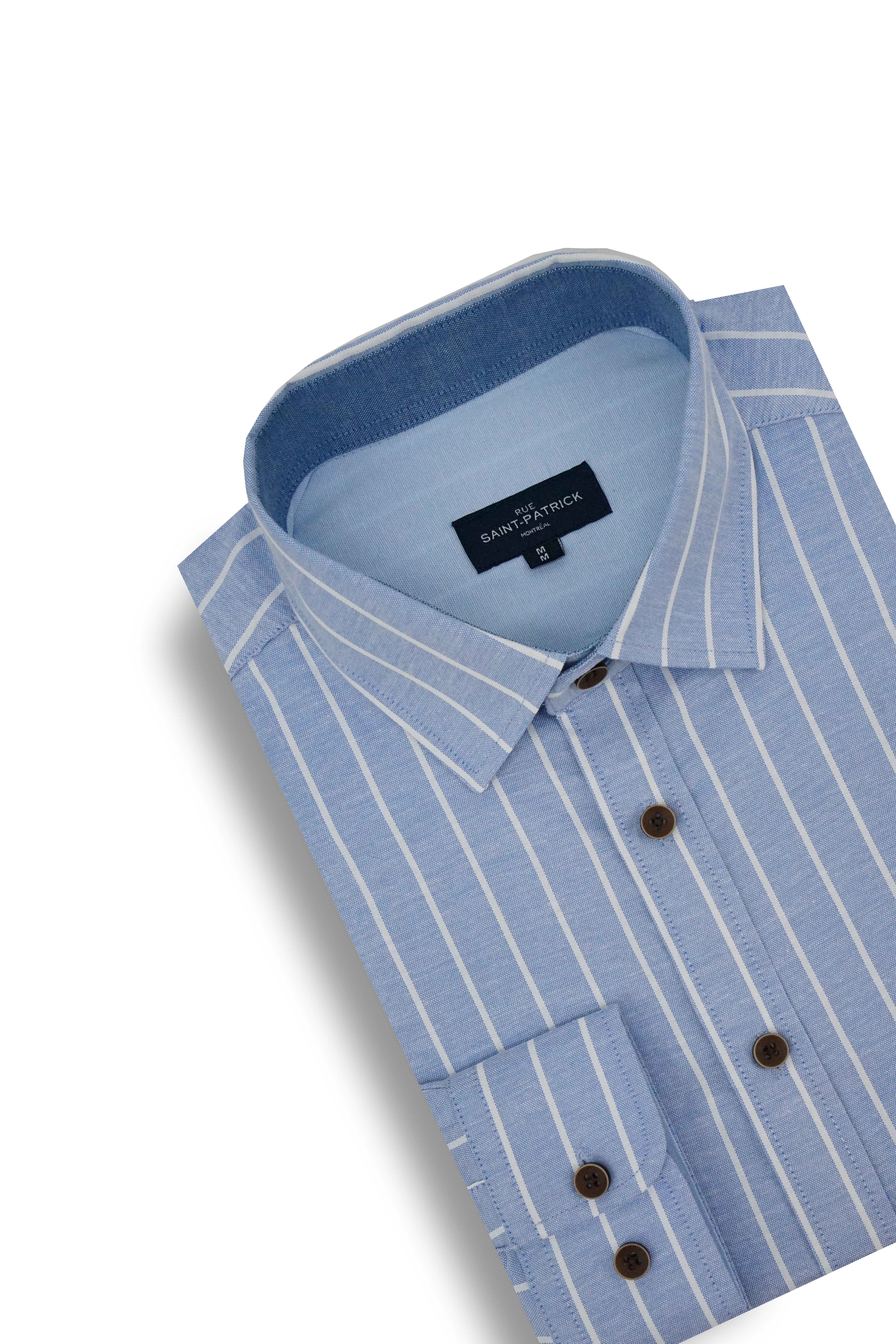 Beauchamp Striped Stretch Oxford Shirt in Aegean Blue and White
