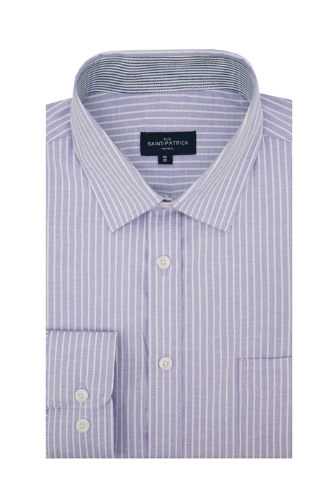 Brompton Striped Stretch Oxford Shirt in Lavender