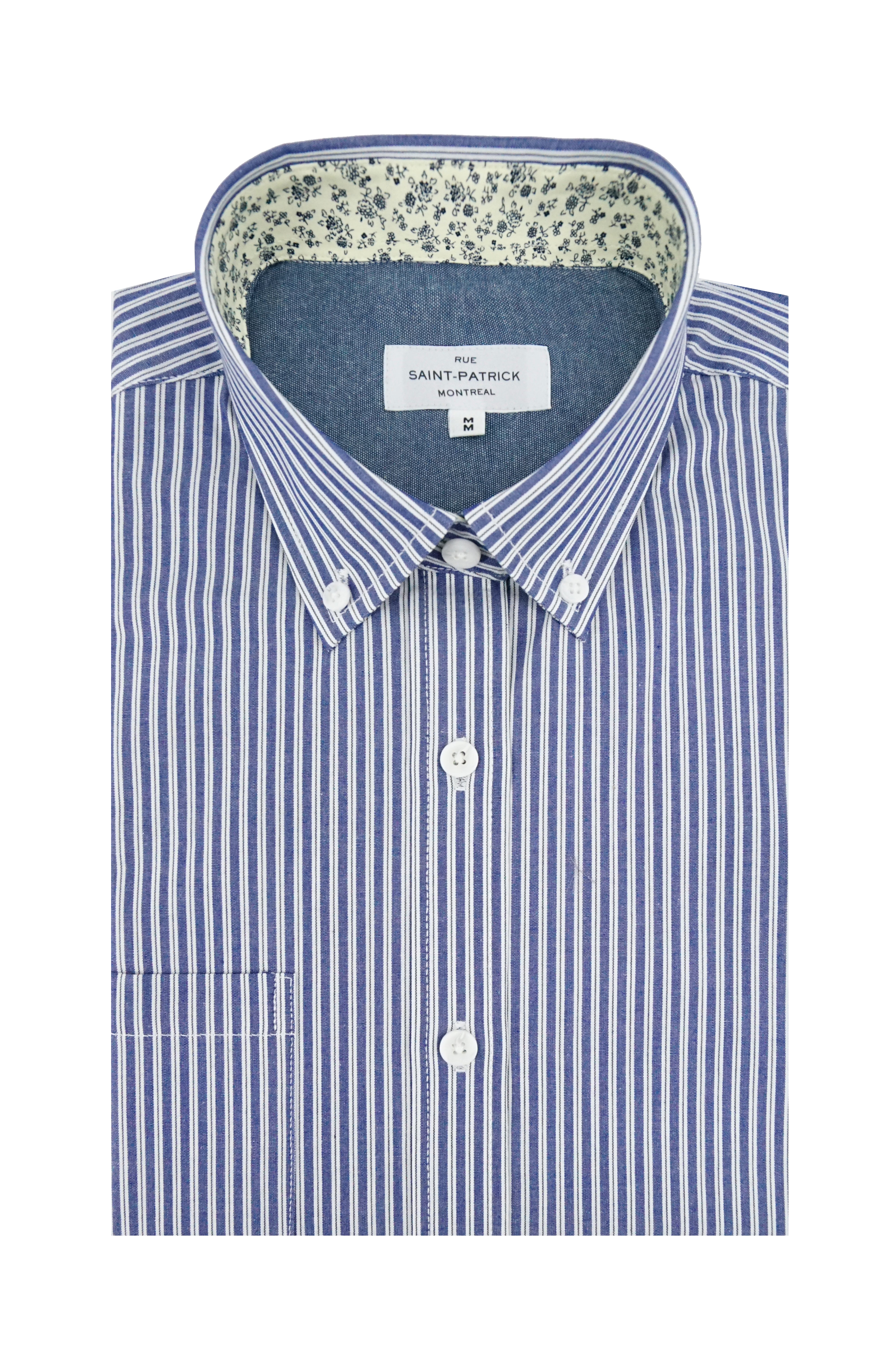 Belvedere Striped Poplin Shirt in Silver and Dark Indigo