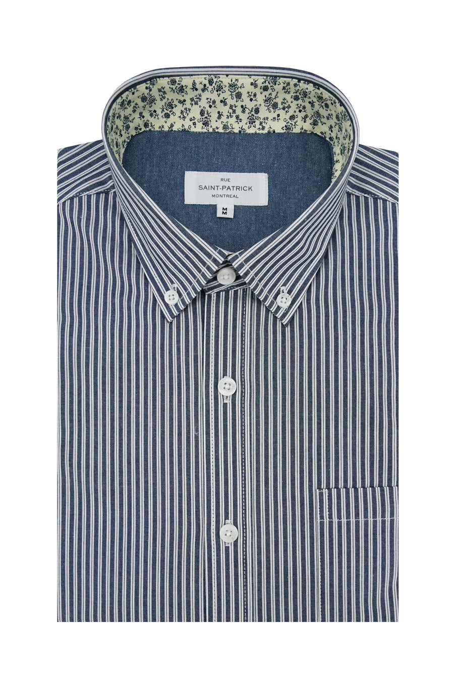 Monaghan Striped Short Sleeve Shirt – Dark Indigo and White