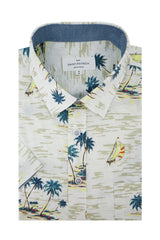 Cabra Short Sleeve Shirt in Soft Ivory and Beige