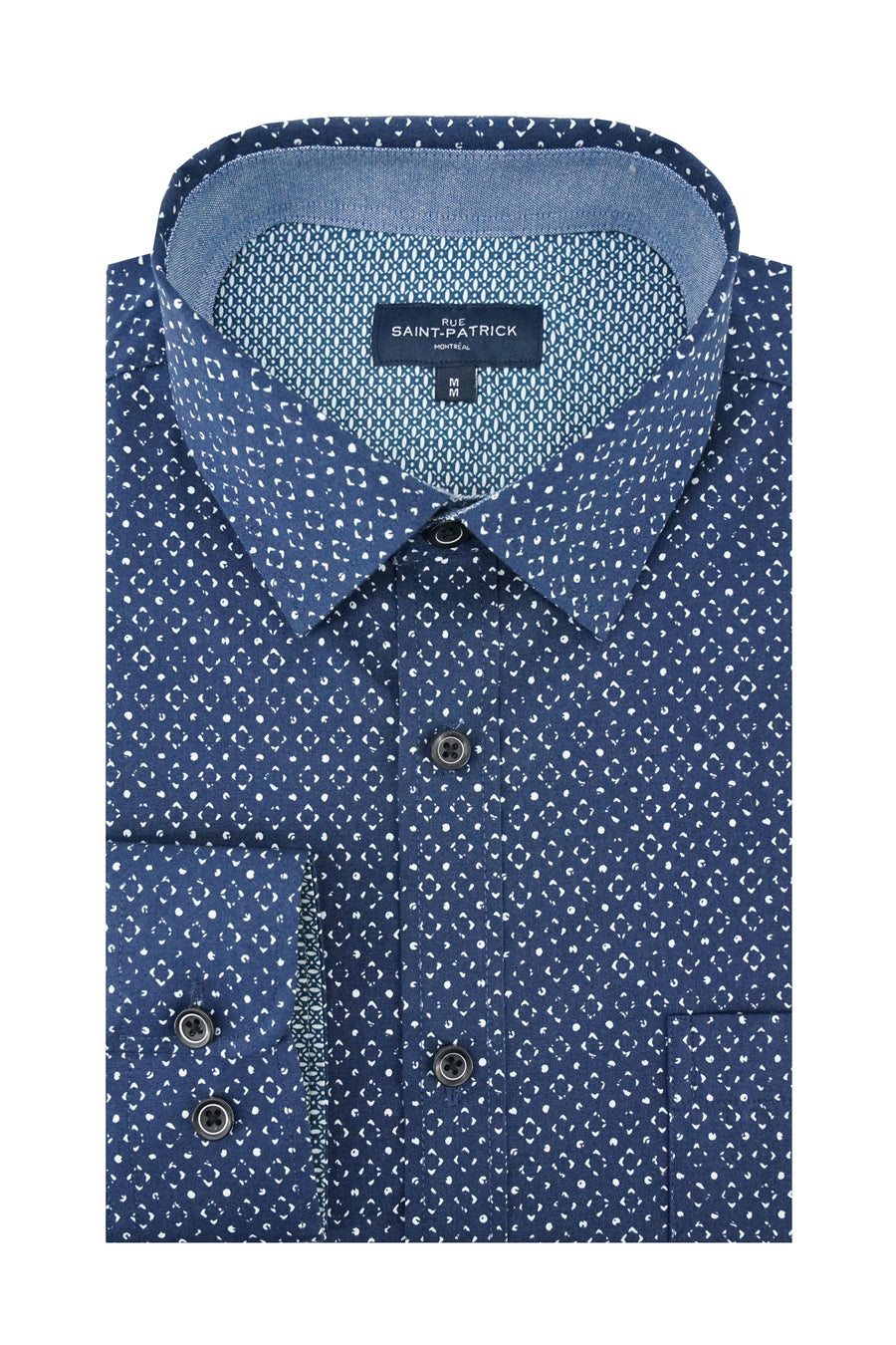 Fethard Printed Stretch Poplin Shirt in Navy