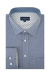 Tramore Printed Stretch Poplin Shirt in Navy and White
