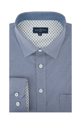 Tramore Printed Stretch Poplin Shirt in Navy and White