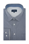 Ballycastle Printed Stretch Poplin Shirt in Navy and White