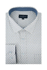 Killala Printed Stretch Poplin Shirt in White
