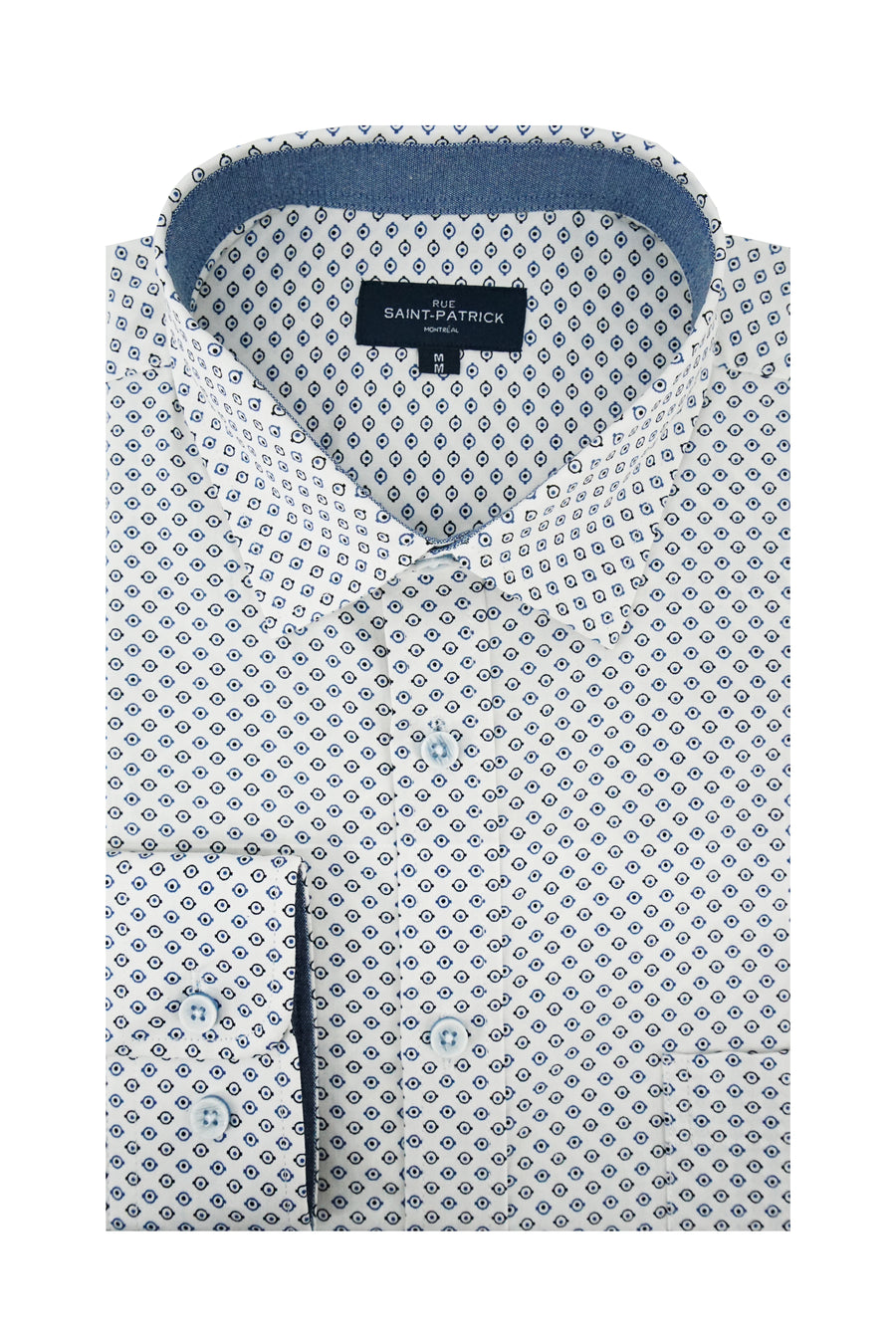 Killala Printed Stretch Poplin Shirt in White