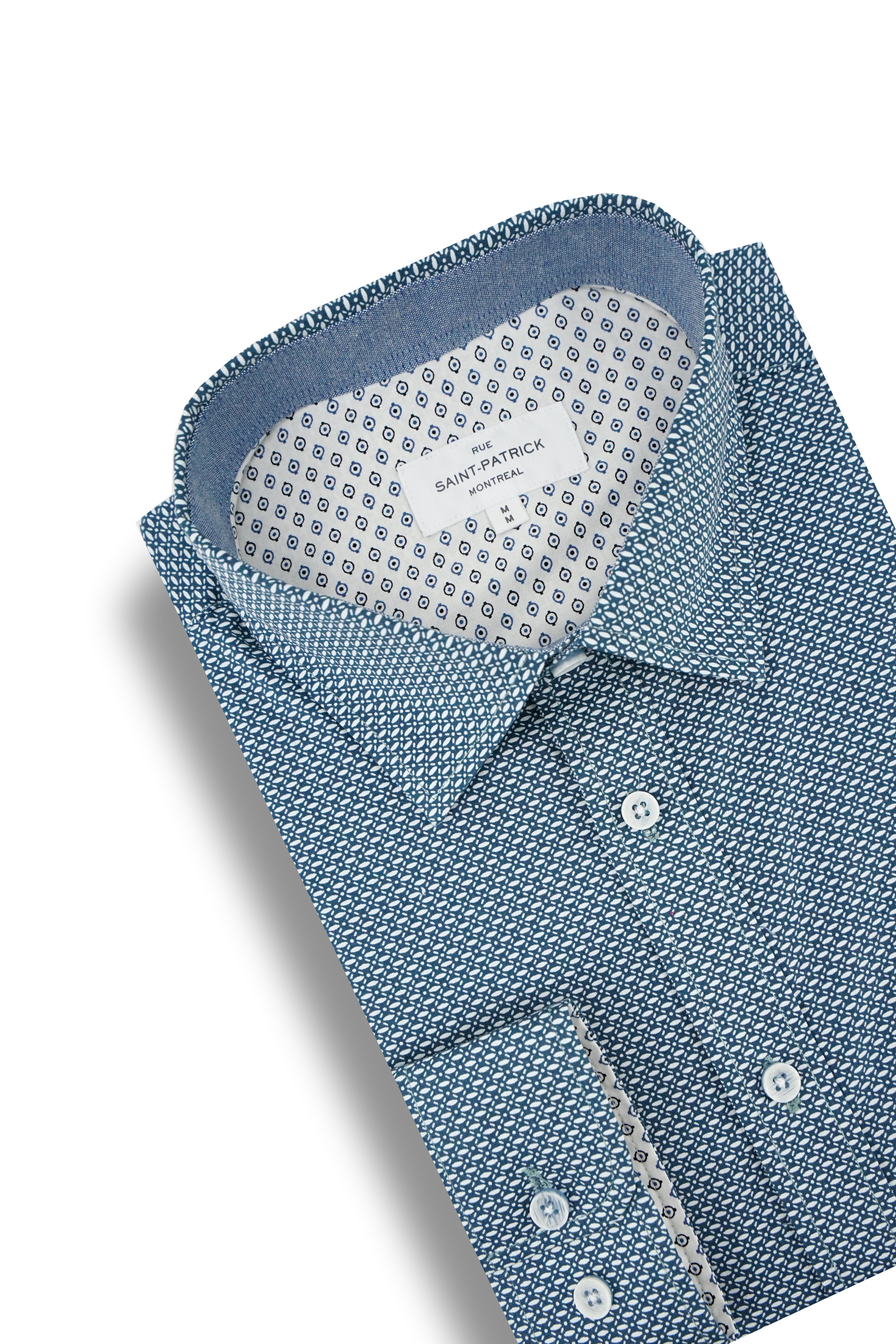 Clifden Printed Stretch Poplin Shirt in Aqua
